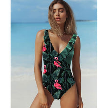 Load image into Gallery viewer, 2017 Swimsuit Women One Piece Monokini Vintage Swimwear Slimming Bodysuit Female Black Bathing Suit Wide Strap Deep V Beach Wear