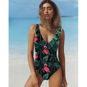 2017 Swimsuit Women One Piece Monokini Vintage Swimwear Slimming Bodysuit Female Black Bathing Suit Wide Strap Deep V Beach Wear