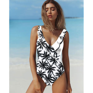 2017 Swimsuit Women One Piece Monokini Vintage Swimwear Slimming Bodysuit Female Black Bathing Suit Wide Strap Deep V Beach Wear