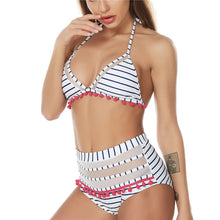 Load image into Gallery viewer, 2019 Sexy Halter Retro Mesh Hollow Out String Biquini Bathing Suit Female Swimsuit High Waist Plus Size Swimwear Women Bikini