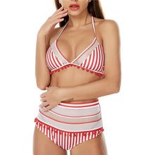 Load image into Gallery viewer, 2019 Sexy Halter Retro Mesh Hollow Out String Biquini Bathing Suit Female Swimsuit High Waist Plus Size Swimwear Women Bikini