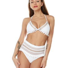 Load image into Gallery viewer, 2019 Sexy Halter Retro Mesh Hollow Out String Biquini Bathing Suit Female Swimsuit High Waist Plus Size Swimwear Women Bikini