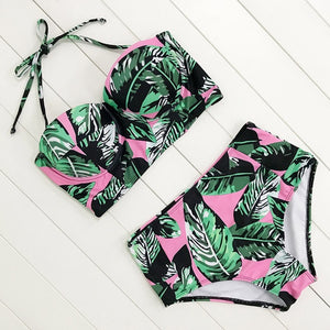 Sexy Floral Print High Waist Swimsuit 2019 Bikini Push Up Swimwear Women Vintage Biquini Bathing Suit  Maillot de Bain Femme XXL