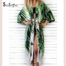 Load image into Gallery viewer, Cotton Beach Cover up Print Bathing suit cover up Swimwear Women Kaftan Robe de Plage Saida de Praia Tunics Pareo