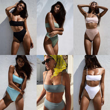 Load image into Gallery viewer, ZTVitality Sexy Bikinis Solid Push Up Bikini 2019 Hot Sale Padded Bra Straps High Waist Swimsuit Swimwear Women Print Biquini XL
