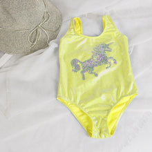 Load image into Gallery viewer, Unicorn children swimwear for girls one piece children swimsuits girls swimsuit kids bathing suit 3-8 years sliver Sequins 22