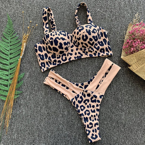 In-X Sexy Leopard one piece swimsuit One shoulder bikini 2019 High cut swimwear women monokini Padded bathing suit New bodysuit