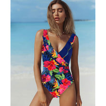 Load image into Gallery viewer, 2017 Swimsuit Women One Piece Monokini Vintage Swimwear Slimming Bodysuit Female Black Bathing Suit Wide Strap Deep V Beach Wear