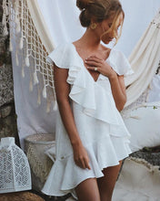 Load image into Gallery viewer, 2019 Women Swimsuit Cover Up Sleeve Kaftan Beach Tunic Dress Robe De Plage Solid White Cotton Pareo Beach High Collar Cover Up