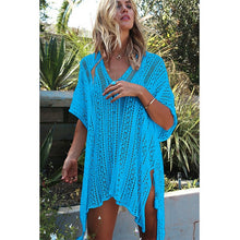 Load image into Gallery viewer, 2019 New Beach Cover Up Bikini Crochet Knitted Tassel Tie Beachwear Summer Swimsuit Cover Up Sexy See-through Beach Dress