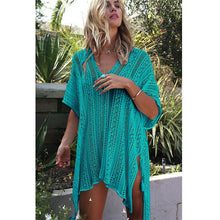 Load image into Gallery viewer, 2019 New Beach Cover Up Bikini Crochet Knitted Tassel Tie Beachwear Summer Swimsuit Cover Up Sexy See-through Beach Dress
