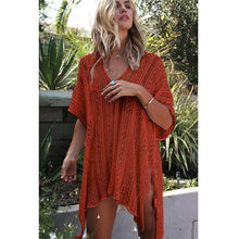Load image into Gallery viewer, 2019 New Beach Cover Up Bikini Crochet Knitted Tassel Tie Beachwear Summer Swimsuit Cover Up Sexy See-through Beach Dress