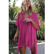 Load image into Gallery viewer, 2019 New Beach Cover Up Bikini Crochet Knitted Tassel Tie Beachwear Summer Swimsuit Cover Up Sexy See-through Beach Dress