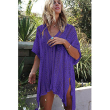 Load image into Gallery viewer, 2019 New Beach Cover Up Bikini Crochet Knitted Tassel Tie Beachwear Summer Swimsuit Cover Up Sexy See-through Beach Dress