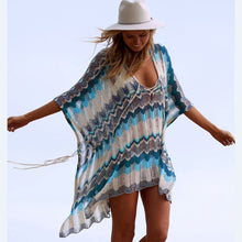 Load image into Gallery viewer, 2019 New Beach Cover Up Bikini Crochet Knitted Tassel Tie Beachwear Summer Swimsuit Cover Up Sexy See-through Beach Dress
