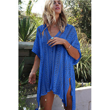 Load image into Gallery viewer, 2019 New Beach Cover Up Bikini Crochet Knitted Tassel Tie Beachwear Summer Swimsuit Cover Up Sexy See-through Beach Dress