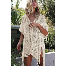 Load image into Gallery viewer, 2019 New Beach Cover Up Bikini Crochet Knitted Tassel Tie Beachwear Summer Swimsuit Cover Up Sexy See-through Beach Dress
