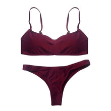 Load image into Gallery viewer, 2019 New Summer Women Solid Bikini Set Push-up UnPadded Bra Swimsuit Swimwear Triangle Bather Suit Swimming Suit biquini