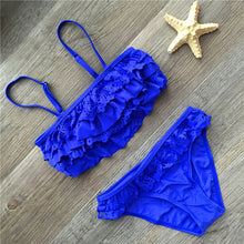 Load image into Gallery viewer, 7-16years children swimwear falbala girls swimwear baby kids biquini infantil swimsuit bikini girl 2019 New summer bathing suit