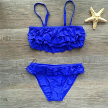 Load image into Gallery viewer, 7-16years children swimwear falbala girls swimwear baby kids biquini infantil swimsuit bikini girl 2019 New summer bathing suit