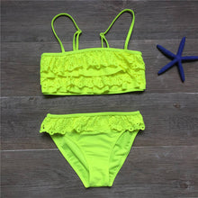 Load image into Gallery viewer, 7-16years children swimwear falbala girls swimwear baby kids biquini infantil swimsuit bikini girl 2019 New summer bathing suit