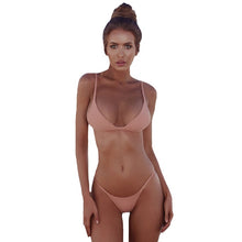 Load image into Gallery viewer, 2019 New Summer Women Solid Bikini Set Push-up UnPadded Bra Swimsuit Swimwear Triangle Bather Suit Swimming Suit biquini
