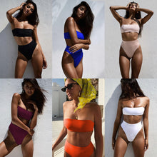 Load image into Gallery viewer, High Leg Bandeau bikini set Swimwear female two pieces swimsuit High Waist Bikini Women Bathing Suit biquini