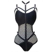 Load image into Gallery viewer, New XS - 3XL 2019 Black Sheer Knit Net Mesh Sexy Women Swimwear One Piece Swimsuit Female Bather Bathing Suit Swim Monokini V536
