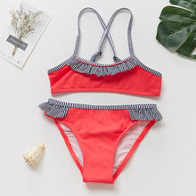 Load image into Gallery viewer, 2019 Girl Swimsuit Two Pieces Children's Swimwear Swim Suits Children Split Hollow Falbala Bikini Sets Bathing Suit G1-CZ912